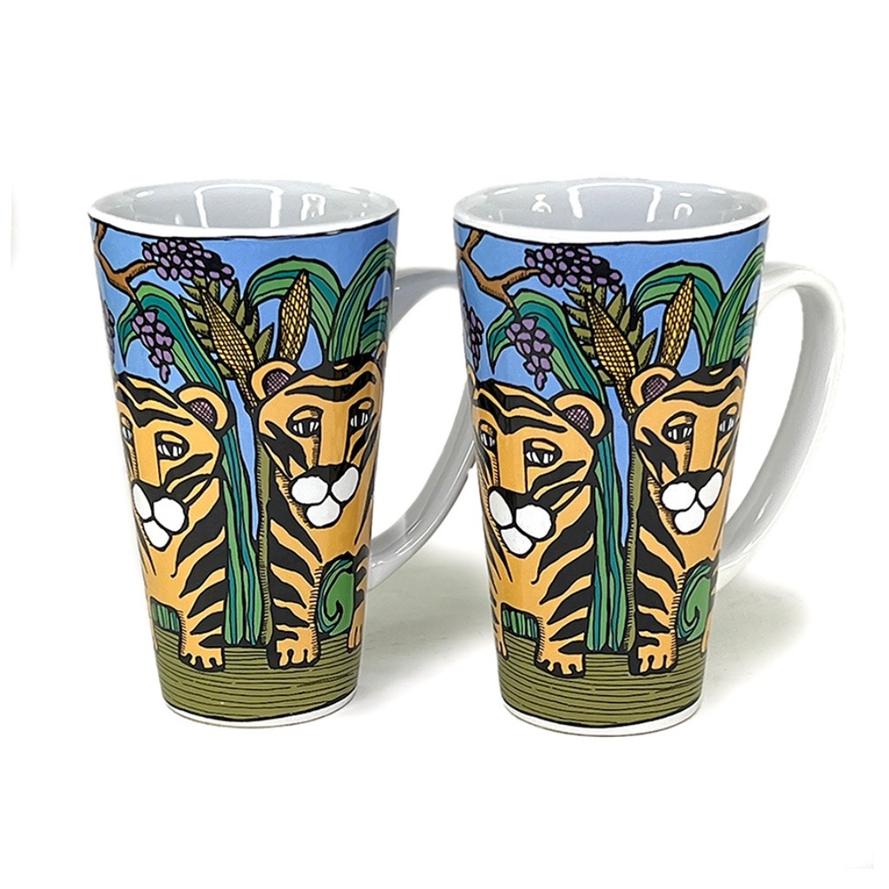 Tall Twin Tiger Vintage Coffee Mugs - 2